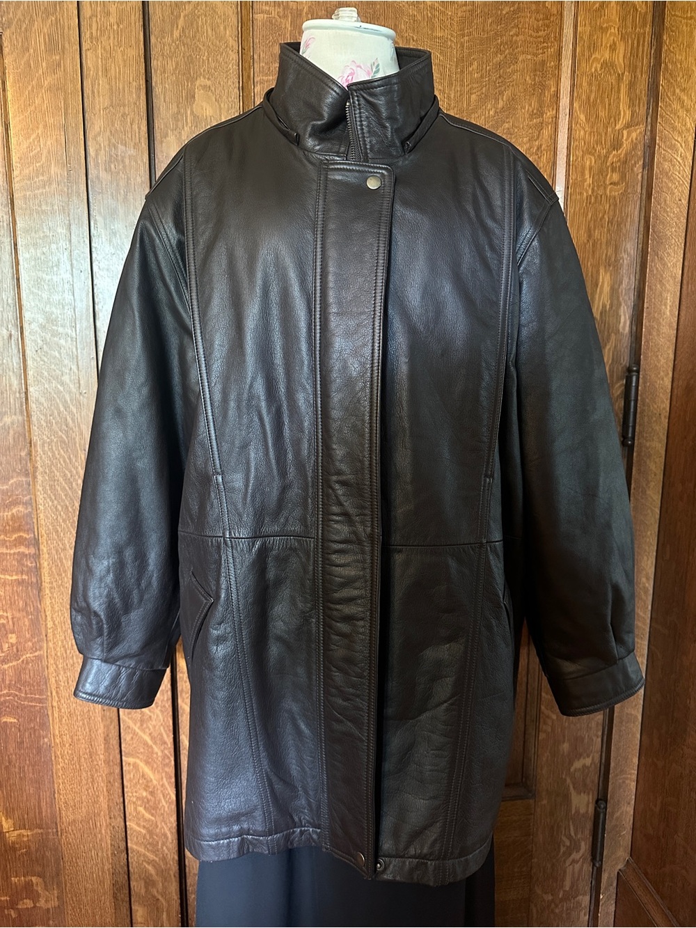 Vtg Field Gear Black Leather Jacket, Size 1X